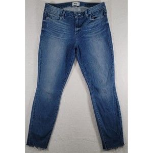 Paige Vurdugo Ankle Size 32 Low-Rise Skinny Jeans Blue Stretch Denim Raw Hem